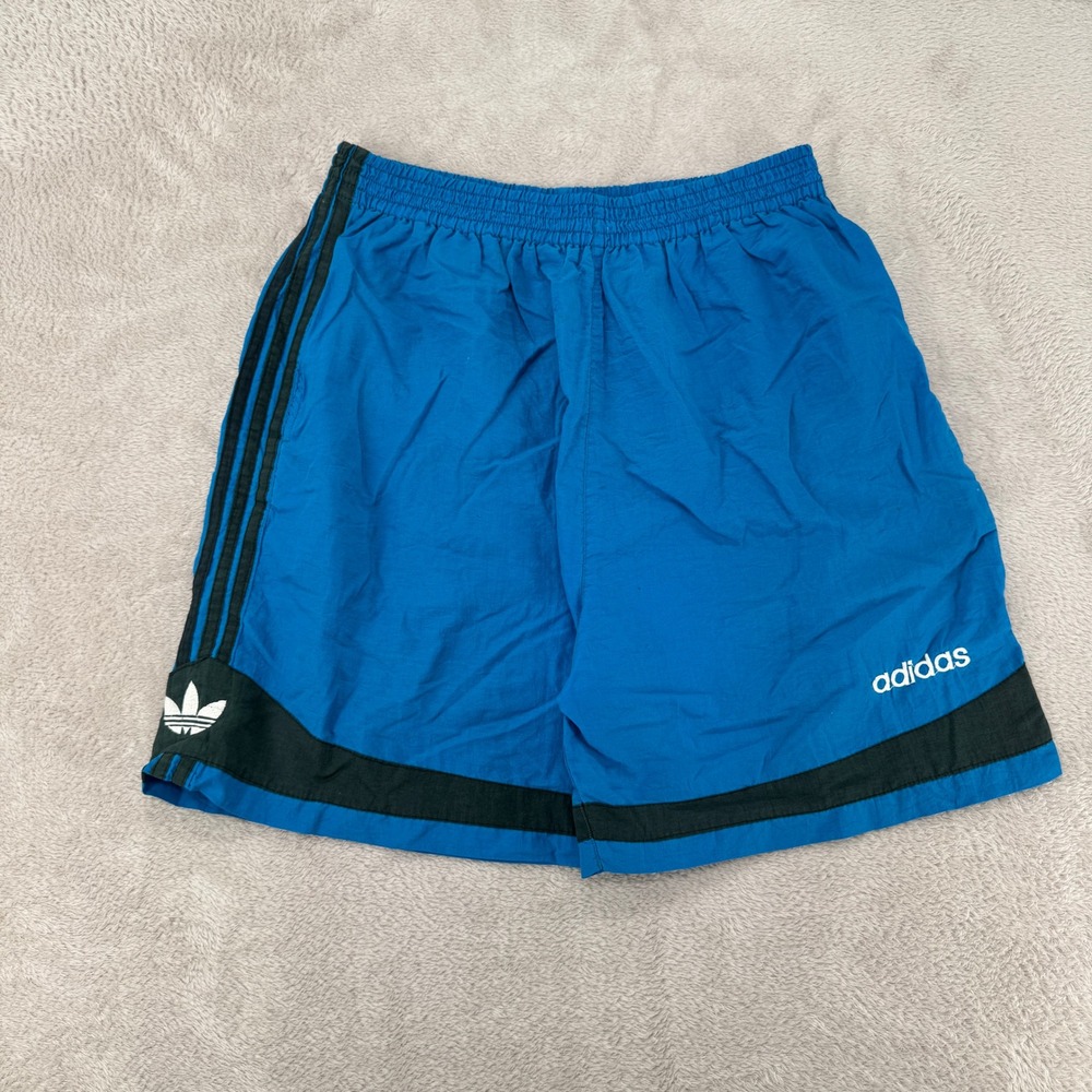Vintage Adidas Mens Shorts Medium Blue Preowned Flaws Stains Faded Nylon